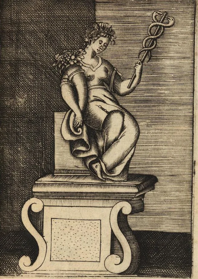 An illustration from Le imagini de i dei degli antichi nelle quali si contengono gl'idoli, i riti, le cerimonie, et altre cose appartenenti alla religione degli antichi ; con la loro espositione ; et in questa ultima impressione non solamente ridotte in forma più commoda, ma arricchite ancora di molte postille, et ... di più di 40 figure in rame …, 1603, leaf 493