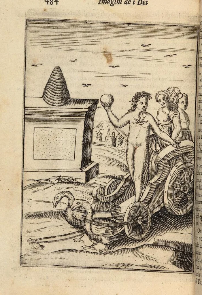 An illustration from Le imagini de i dei degli antichi nelle quali si contengono gl'idoli, i riti, le cerimonie, et altre cose appartenenti alla religione degli antichi ; con la loro espositione ; et in questa ultima impressione non solamente ridotte in forma più commoda, ma arricchite ancora di molte postille, et ... di più di 40 figure in rame …, 1603, leaf 528