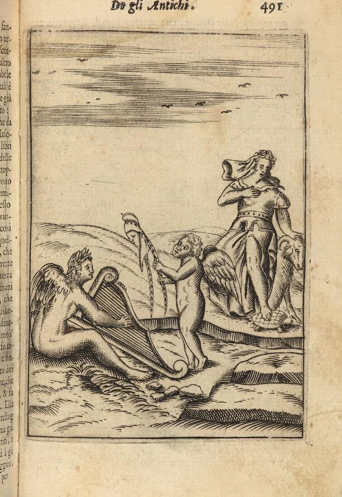 An illustration from Le imagini de i dei degli antichi nelle quali si contengono gl'idoli, i riti, le cerimonie, et altre cose appartenenti alla religione degli antichi ; con la loro espositione ; et in questa ultima impressione non solamente ridotte in forma più commoda, ma arricchite ancora di molte postille, et ... di più di 40 figure in rame …, 1603, leaf 535