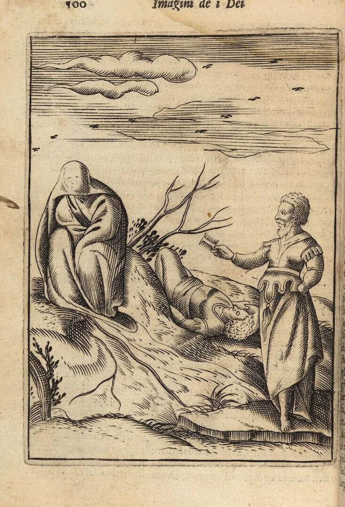 An illustration from Le imagini de i dei degli antichi nelle quali si contengono gl'idoli, i riti, le cerimonie, et altre cose appartenenti alla religione degli antichi ; con la loro espositione ; et in questa ultima impressione non solamente ridotte in forma più commoda, ma arricchite ancora di molte postille, et ... di più di 40 figure in rame …, 1603, leaf 544