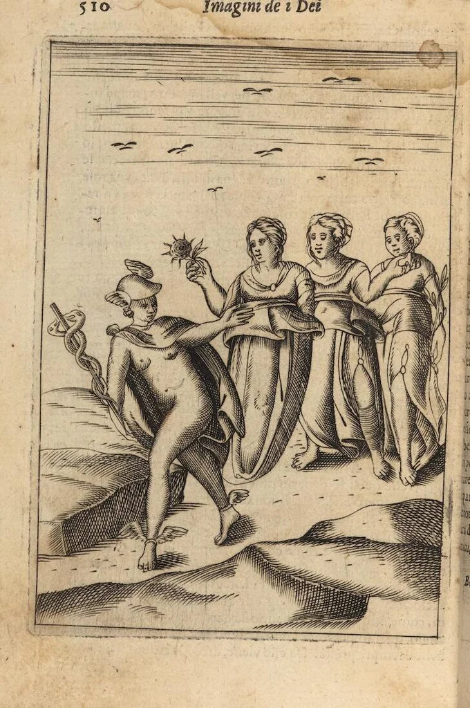 An illustration from Le imagini de i dei degli antichi nelle quali si contengono gl'idoli, i riti, le cerimonie, et altre cose appartenenti alla religione degli antichi ; con la loro espositione ; et in questa ultima impressione non solamente ridotte in forma più commoda, ma arricchite ancora di molte postille, et ... di più di 40 figure in rame …, 1603, leaf 554
