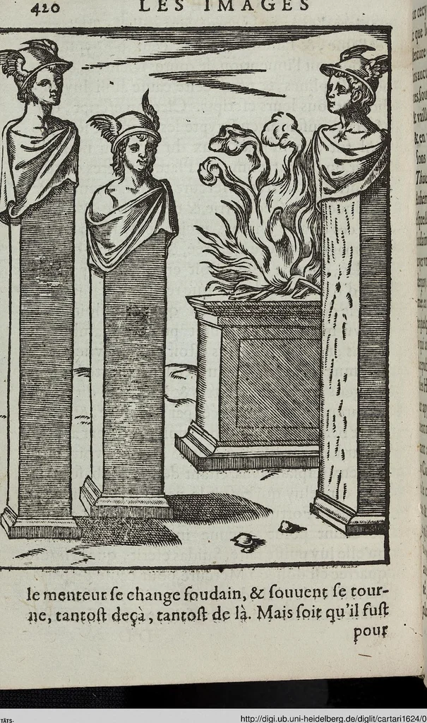 An illustration from Les images des dievx: contenant levrs pourtraits, coustumes & ceremonies de la religion des payens, 1624, leaf 440
