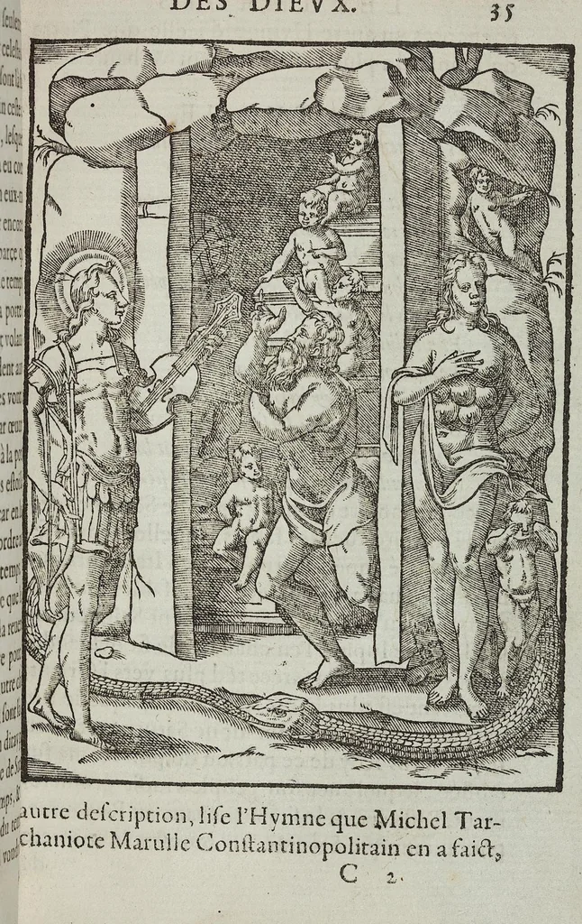 An illustration from Les images des dievx: contenant levrs pourtraits, coustumes & ceremonies de la religion des payens, 1624, leaf 55