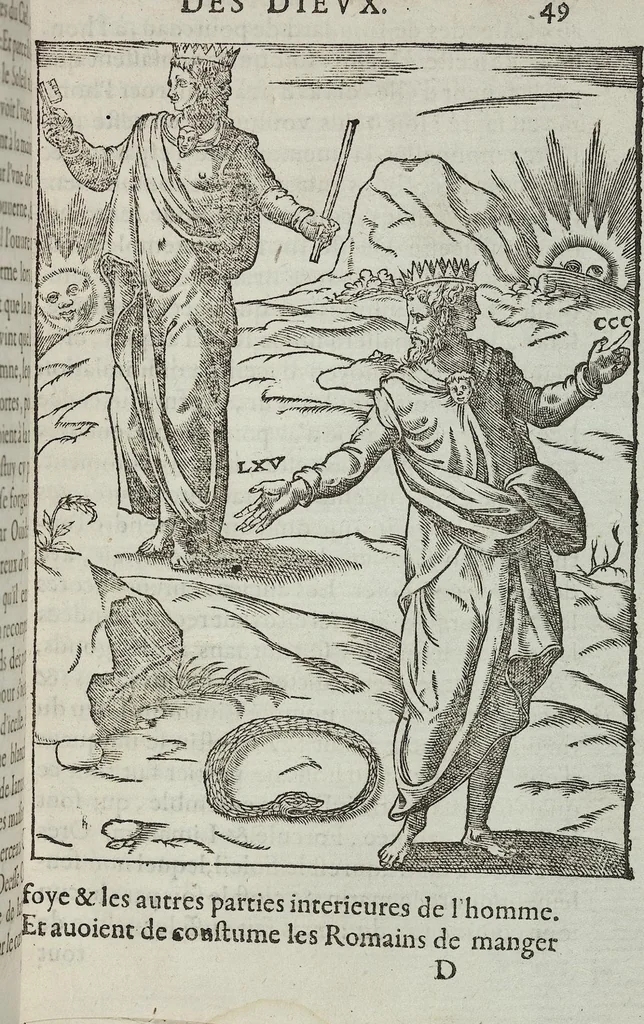 An illustration from Les images des dievx: contenant levrs pourtraits, coustumes & ceremonies de la religion des payens, 1624, leaf 69