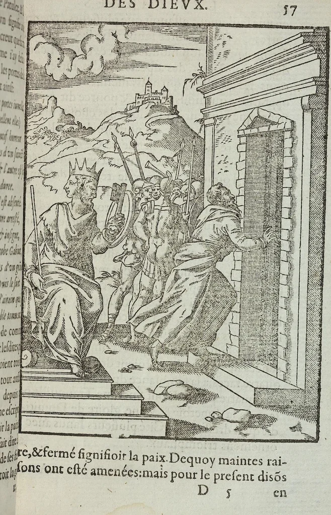 An illustration from Les images des dievx: contenant levrs pourtraits, coustumes & ceremonies de la religion des payens, 1624, leaf 77