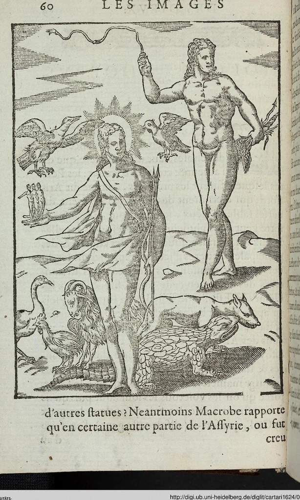 An illustration from Les images des dievx: contenant levrs pourtraits, coustumes & ceremonies de la religion des payens, 1624, leaf 80