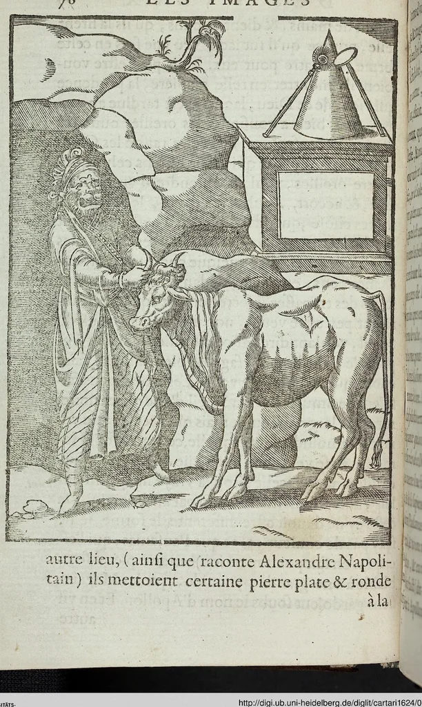 An illustration from Les images des dievx: contenant levrs pourtraits, coustumes & ceremonies de la religion des payens, 1624, leaf 98