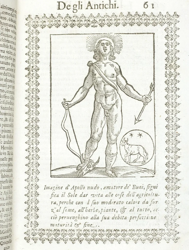An illustration from Seconda Novissima Editione Delle Imagini De Gli Dei Delli Antichi Di Vicenzo Cartari Reggiano, 1626, leaf 103
