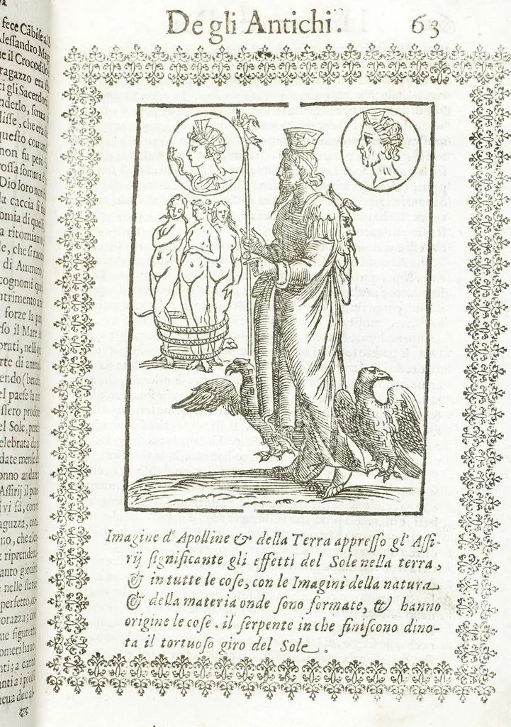 An illustration from Seconda Novissima Editione Delle Imagini De Gli Dei Delli Antichi Di Vicenzo Cartari Reggiano, 1626, leaf 105