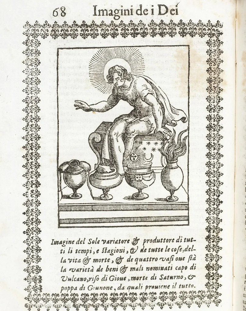 An illustration from Seconda Novissima Editione Delle Imagini De Gli Dei Delli Antichi Di Vicenzo Cartari Reggiano, 1626, leaf 110