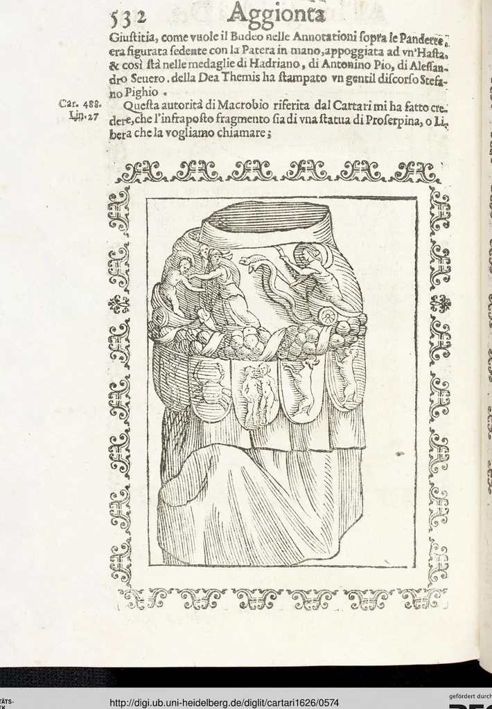 An illustration from Seconda Novissima Editione Delle Imagini De Gli Dei Delli Antichi Di Vicenzo Cartari Reggiano, 1626, leaf 574