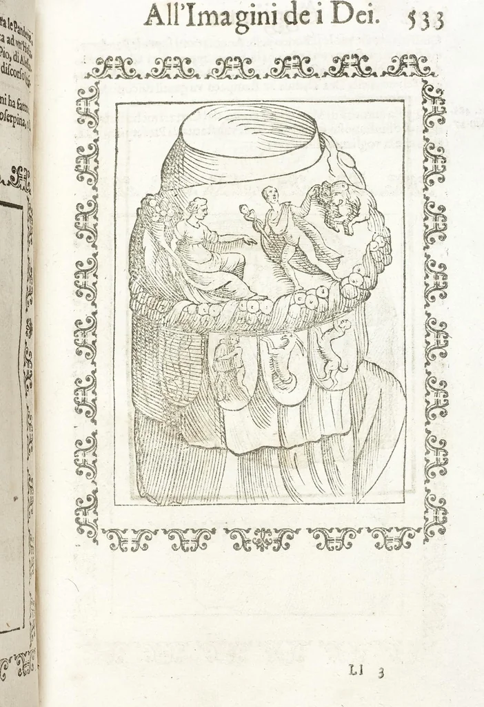 An illustration from Seconda Novissima Editione Delle Imagini De Gli Dei Delli Antichi Di Vicenzo Cartari Reggiano, 1626, leaf 575