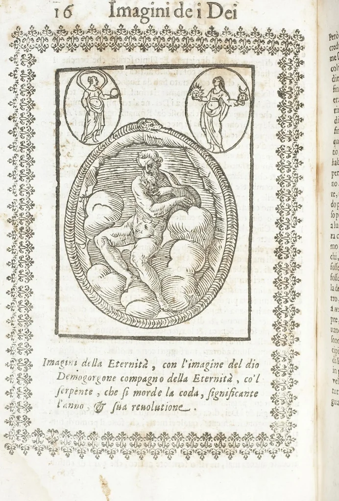 An illustration from Seconda Novissima Editione Delle Imagini De Gli Dei Delli Antichi Di Vicenzo Cartari Reggiano, 1626, leaf 58