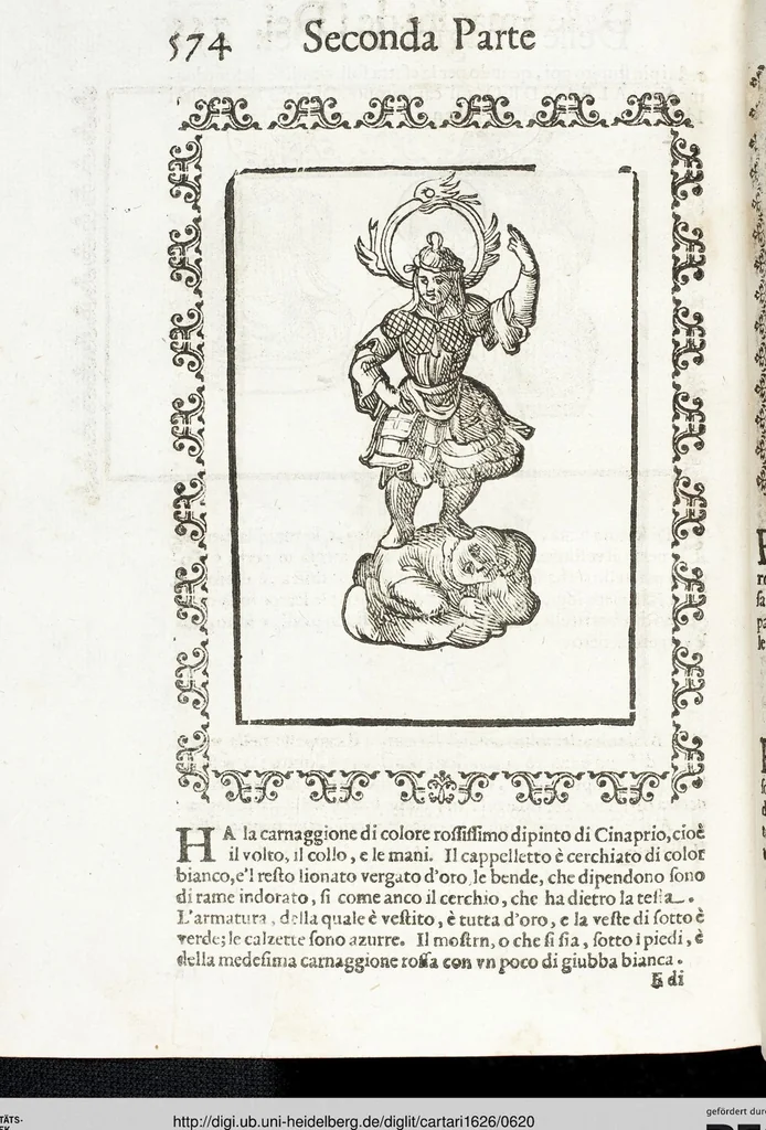 An illustration from Seconda Novissima Editione Delle Imagini De Gli Dei Delli Antichi Di Vicenzo Cartari Reggiano, 1626, leaf 620