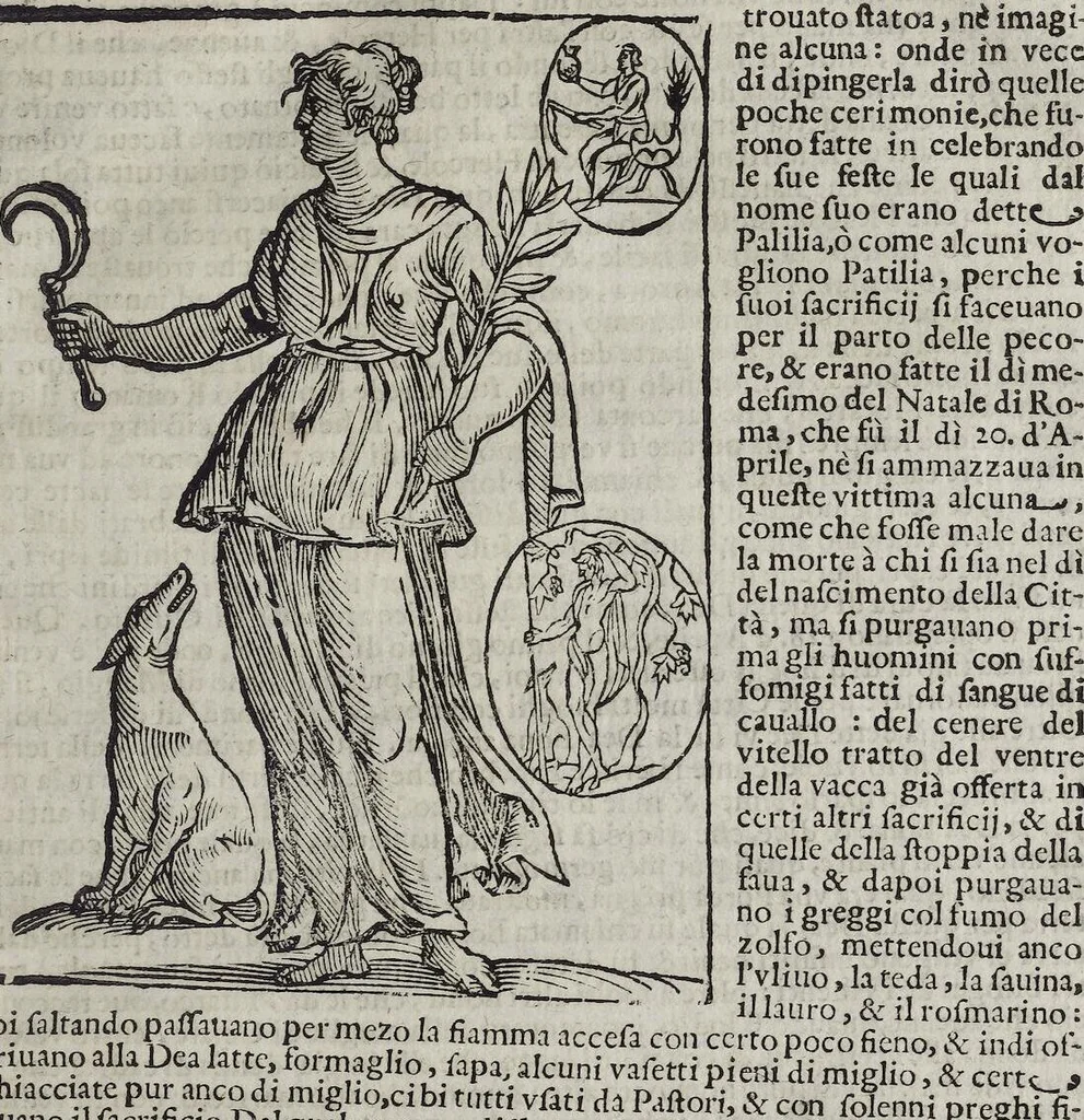 An illustration from Imagini Delli Dei De Gl'Antichi Di Vincenzo Cartari Reggiano: Ridotte da capo à piedi alle loro reali, & non più per l'adietro osseruate simiglianze. Cauate da' Marmi, Bronzi, Medaglie, Gioie, & altre memorie antiche; con esquisito studio, & particolare diligenza Da Lorenzo Pignoria Padoano. Aggionteui le Annotationi del medesimo sopra tutta l'opera ... Con le Allegorie sopra le Imagini di Cesare Malfatti Padoano, migliorate, & accresciute nouamente. Et vn Catalogo di cento più famosi dei della Gentilità. Con l'aggiunta d'vn'altro Catalogo de gl'Autori Antichi, & Moderni ..., 1674, leaf 145