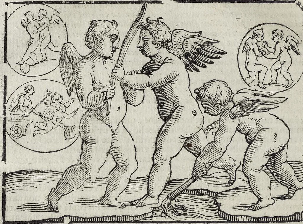 An illustration from Imagini Delli Dei De Gl'Antichi Di Vincenzo Cartari Reggiano: Ridotte da capo à piedi alle loro reali, & non più per l'adietro osseruate simiglianze. Cauate da' Marmi, Bronzi, Medaglie, Gioie, & altre memorie antiche; con esquisito studio, & particolare diligenza Da Lorenzo Pignoria Padoano. Aggionteui le Annotationi del medesimo sopra tutta l'opera ... Con le Allegorie sopra le Imagini di Cesare Malfatti Padoano, migliorate, & accresciute nouamente. Et vn Catalogo di cento più famosi dei della Gentilità. Con l'aggiunta d'vn'altro Catalogo de gl'Autori Antichi, & Moderni ..., 1674, leaf 270