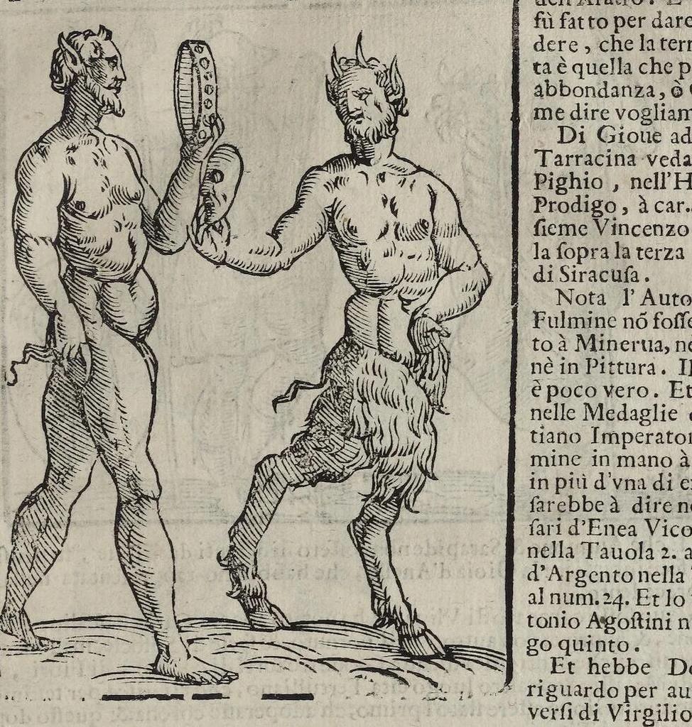 An illustration from Imagini Delli Dei De Gl'Antichi Di Vincenzo Cartari Reggiano: Ridotte da capo à piedi alle loro reali, & non più per l'adietro osseruate simiglianze. Cauate da' Marmi, Bronzi, Medaglie, Gioie, & altre memorie antiche; con esquisito studio, & particolare diligenza Da Lorenzo Pignoria Padoano. Aggionteui le Annotationi del medesimo sopra tutta l'opera ... Con le Allegorie sopra le Imagini di Cesare Malfatti Padoano, migliorate, & accresciute nouamente. Et vn Catalogo di cento più famosi dei della Gentilità. Con l'aggiunta d'vn'altro Catalogo de gl'Autori Antichi, & Moderni ..., 1674, leaf 309