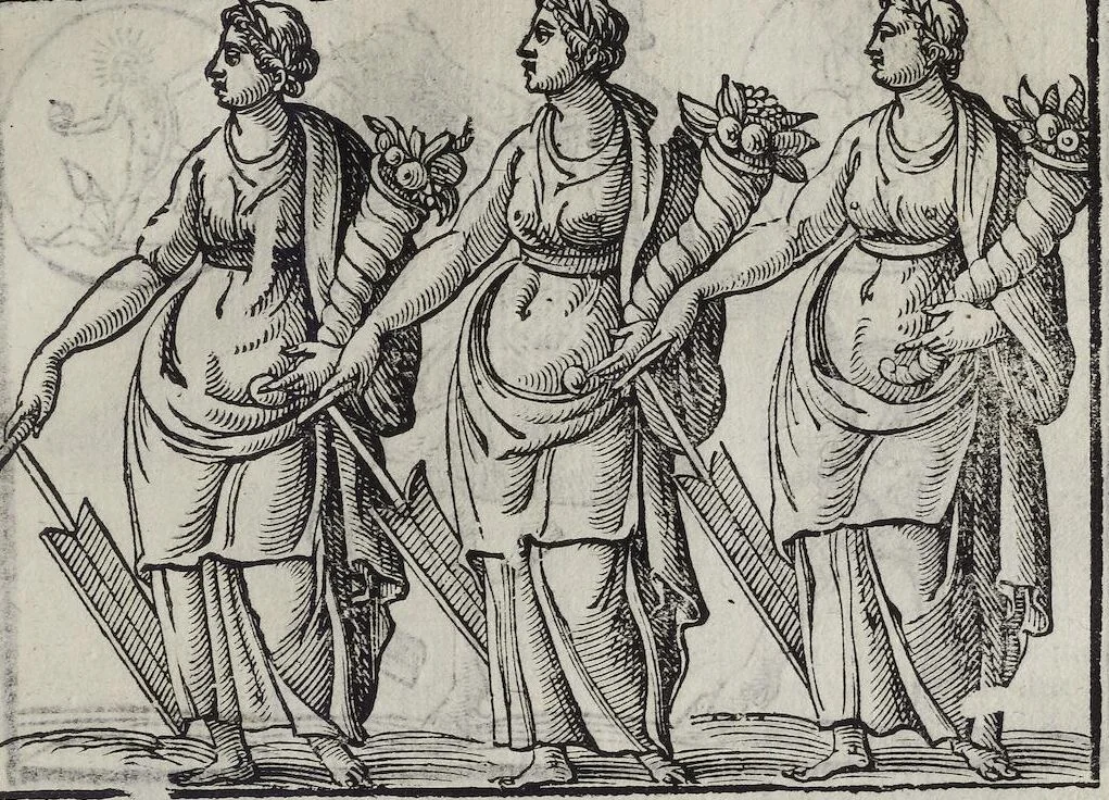An illustration from Imagini Delli Dei De Gl'Antichi Di Vincenzo Cartari Reggiano: Ridotte da capo à piedi alle loro reali, & non più per l'adietro osseruate simiglianze. Cauate da' Marmi, Bronzi, Medaglie, Gioie, & altre memorie antiche; con esquisito studio, & particolare diligenza Da Lorenzo Pignoria Padoano. Aggionteui le Annotationi del medesimo sopra tutta l'opera ... Con le Allegorie sopra le Imagini di Cesare Malfatti Padoano, migliorate, & accresciute nouamente. Et vn Catalogo di cento più famosi dei della Gentilità. Con l'aggiunta d'vn'altro Catalogo de gl'Autori Antichi, & Moderni ..., 1674, leaf 321