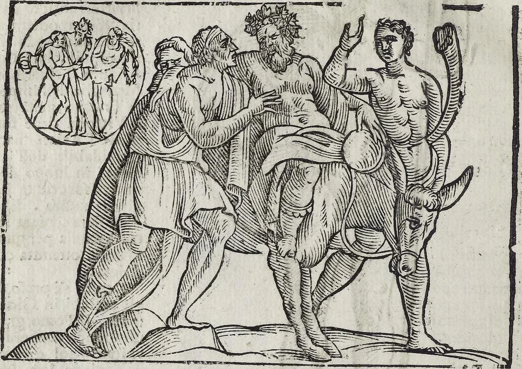 An illustration from Imagini Delli Dei De Gl'Antichi Di Vincenzo Cartari Reggiano: Ridotte da capo à piedi alle loro reali, & non più per l'adietro osseruate simiglianze. Cauate da' Marmi, Bronzi, Medaglie, Gioie, & altre memorie antiche; con esquisito studio, & particolare diligenza Da Lorenzo Pignoria Padoano. Aggionteui le Annotationi del medesimo sopra tutta l'opera ... Con le Allegorie sopra le Imagini di Cesare Malfatti Padoano, migliorate, & accresciute nouamente. Et vn Catalogo di cento più famosi dei della Gentilità. Con l'aggiunta d'vn'altro Catalogo de gl'Autori Antichi, & Moderni ..., 1674, leaf 334
