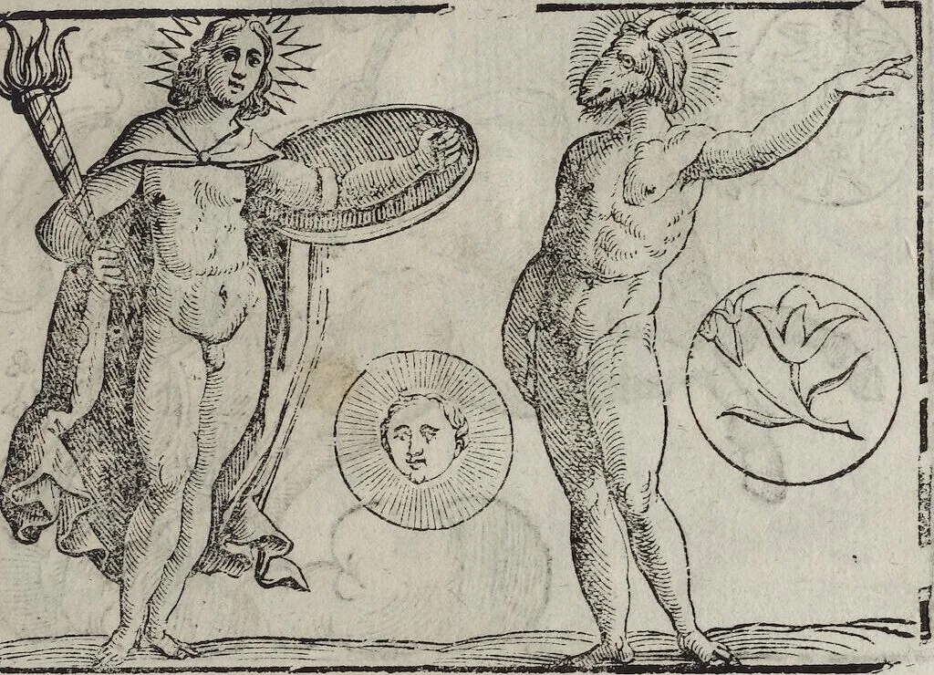An illustration from Imagini Delli Dei De Gl'Antichi Di Vincenzo Cartari Reggiano: Ridotte da capo à piedi alle loro reali, & non più per l'adietro osseruate simiglianze. Cauate da' Marmi, Bronzi, Medaglie, Gioie, & altre memorie antiche; con esquisito studio, & particolare diligenza Da Lorenzo Pignoria Padoano. Aggionteui le Annotationi del medesimo sopra tutta l'opera ... Con le Allegorie sopra le Imagini di Cesare Malfatti Padoano, migliorate, & accresciute nouamente. Et vn Catalogo di cento più famosi dei della Gentilità. Con l'aggiunta d'vn'altro Catalogo de gl'Autori Antichi, & Moderni ..., 1674, leaf 77