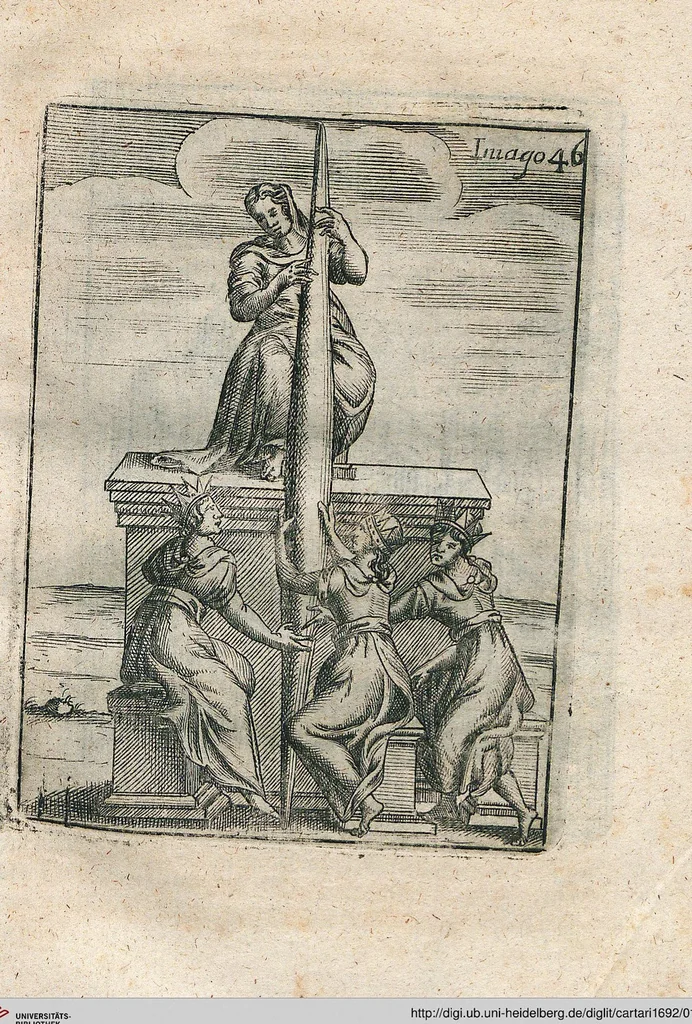 An illustration from Vincentii Chartarii Rhegiensis Neu-eröffneter Götzen-Tempel: Darinnen Durch erklärte Darstellung deroselben erdichtete Gestalt/ die bey dem Heydnischen Götter-Dienst/ vor alten Zeiten gewöhnliche Verehrung/ Anbettung/ und herrliche Kirchen-Gepräng ; Vorgestellet Zu höchst benöthigtem Dienst und augenscheinlichen Vortheil derjenigen/ welche die Geschichte so wol als Gedichte der alten bewehrten Scribenten/ nicht weniger mit Nutzen lesen/ als auch gründlich verstehen wollen, 1692, leaf 103