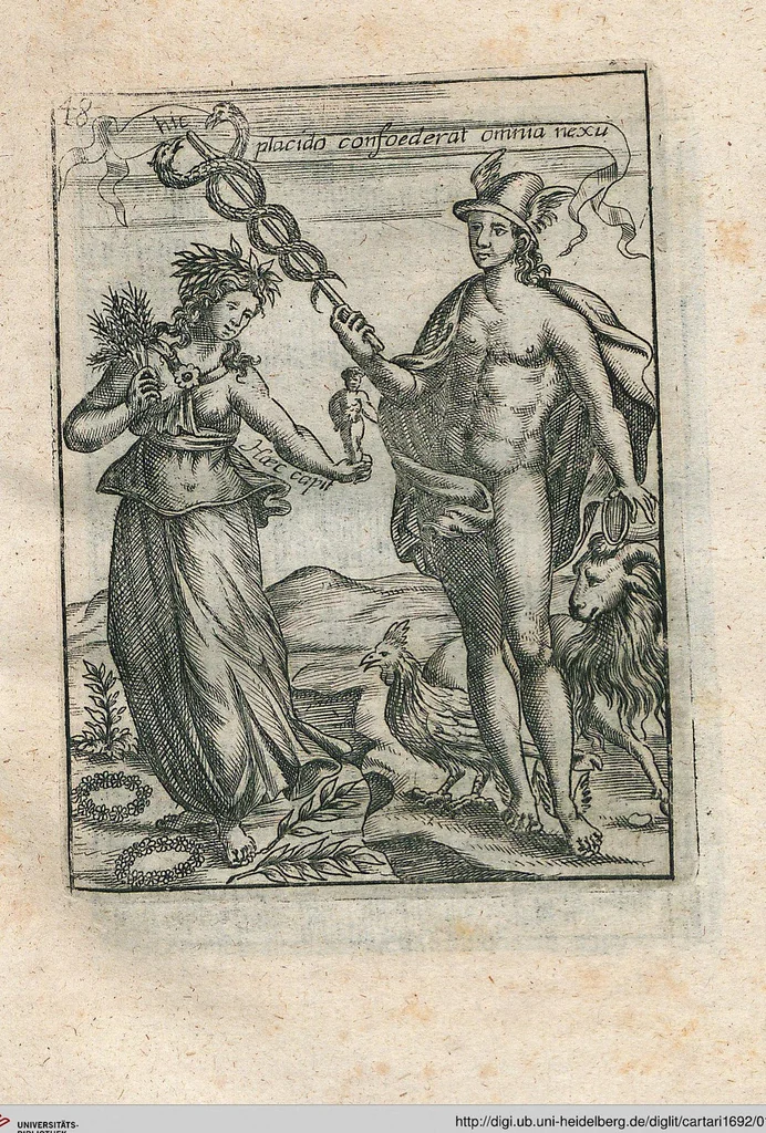 An illustration from Vincentii Chartarii Rhegiensis Neu-eröffneter Götzen-Tempel: Darinnen Durch erklärte Darstellung deroselben erdichtete Gestalt/ die bey dem Heydnischen Götter-Dienst/ vor alten Zeiten gewöhnliche Verehrung/ Anbettung/ und herrliche Kirchen-Gepräng ; Vorgestellet Zu höchst benöthigtem Dienst und augenscheinlichen Vortheil derjenigen/ welche die Geschichte so wol als Gedichte der alten bewehrten Scribenten/ nicht weniger mit Nutzen lesen/ als auch gründlich verstehen wollen, 1692, leaf 107