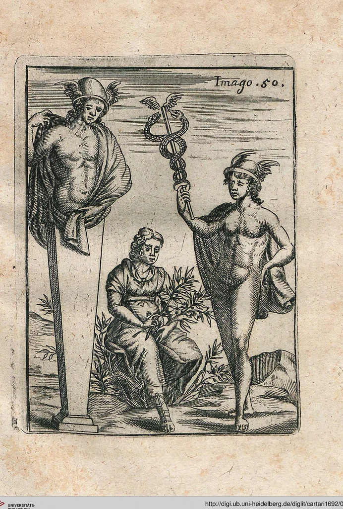 An illustration from Vincentii Chartarii Rhegiensis Neu-eröffneter Götzen-Tempel: Darinnen Durch erklärte Darstellung deroselben erdichtete Gestalt/ die bey dem Heydnischen Götter-Dienst/ vor alten Zeiten gewöhnliche Verehrung/ Anbettung/ und herrliche Kirchen-Gepräng ; Vorgestellet Zu höchst benöthigtem Dienst und augenscheinlichen Vortheil derjenigen/ welche die Geschichte so wol als Gedichte der alten bewehrten Scribenten/ nicht weniger mit Nutzen lesen/ als auch gründlich verstehen wollen, 1692, leaf 111