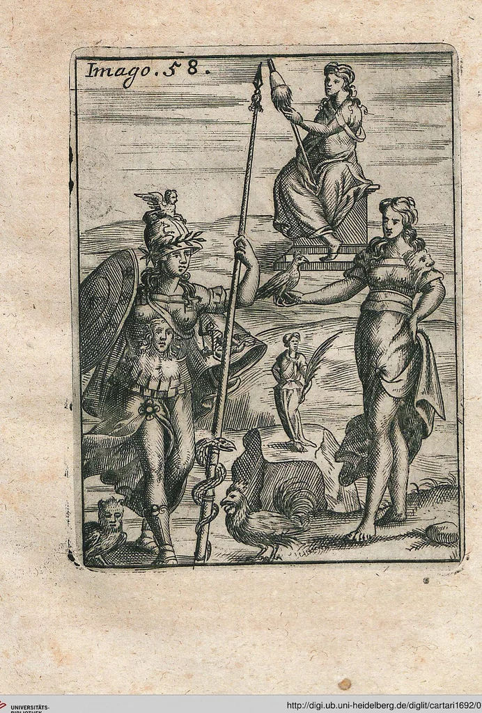 An illustration from Vincentii Chartarii Rhegiensis Neu-eröffneter Götzen-Tempel: Darinnen Durch erklärte Darstellung deroselben erdichtete Gestalt/ die bey dem Heydnischen Götter-Dienst/ vor alten Zeiten gewöhnliche Verehrung/ Anbettung/ und herrliche Kirchen-Gepräng ; Vorgestellet Zu höchst benöthigtem Dienst und augenscheinlichen Vortheil derjenigen/ welche die Geschichte so wol als Gedichte der alten bewehrten Scribenten/ nicht weniger mit Nutzen lesen/ als auch gründlich verstehen wollen, 1692, leaf 127