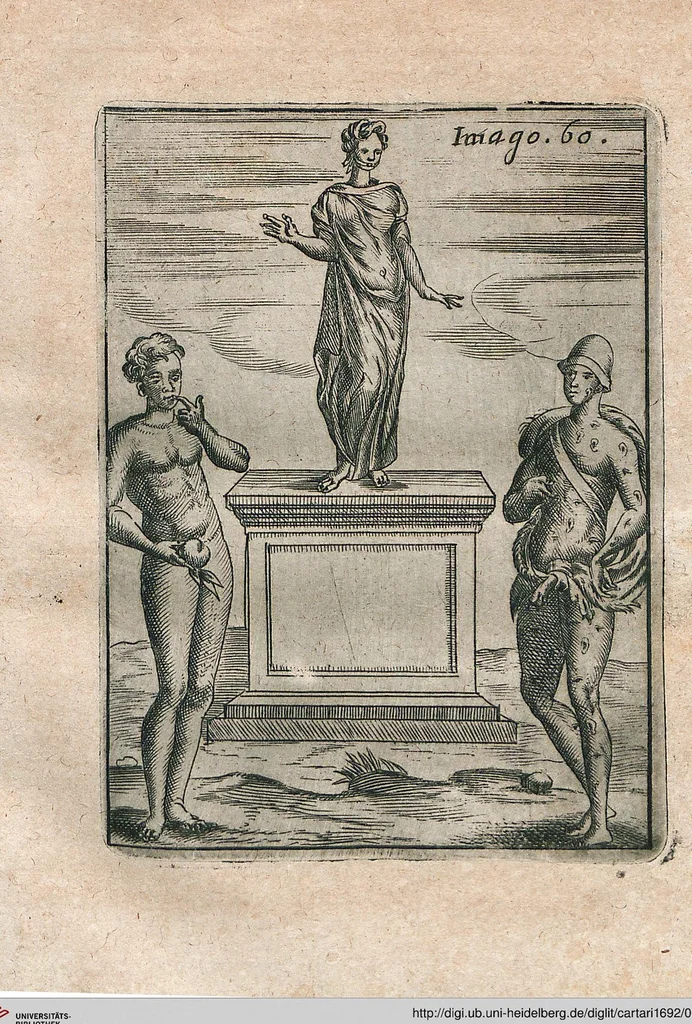 An illustration from Vincentii Chartarii Rhegiensis Neu-eröffneter Götzen-Tempel: Darinnen Durch erklärte Darstellung deroselben erdichtete Gestalt/ die bey dem Heydnischen Götter-Dienst/ vor alten Zeiten gewöhnliche Verehrung/ Anbettung/ und herrliche Kirchen-Gepräng ; Vorgestellet Zu höchst benöthigtem Dienst und augenscheinlichen Vortheil derjenigen/ welche die Geschichte so wol als Gedichte der alten bewehrten Scribenten/ nicht weniger mit Nutzen lesen/ als auch gründlich verstehen wollen, 1692, leaf 131