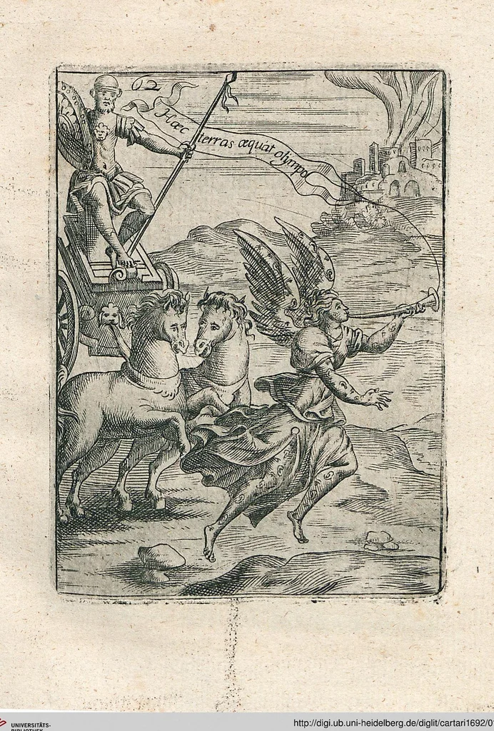 An illustration from Vincentii Chartarii Rhegiensis Neu-eröffneter Götzen-Tempel: Darinnen Durch erklärte Darstellung deroselben erdichtete Gestalt/ die bey dem Heydnischen Götter-Dienst/ vor alten Zeiten gewöhnliche Verehrung/ Anbettung/ und herrliche Kirchen-Gepräng ; Vorgestellet Zu höchst benöthigtem Dienst und augenscheinlichen Vortheil derjenigen/ welche die Geschichte so wol als Gedichte der alten bewehrten Scribenten/ nicht weniger mit Nutzen lesen/ als auch gründlich verstehen wollen, 1692, leaf 135