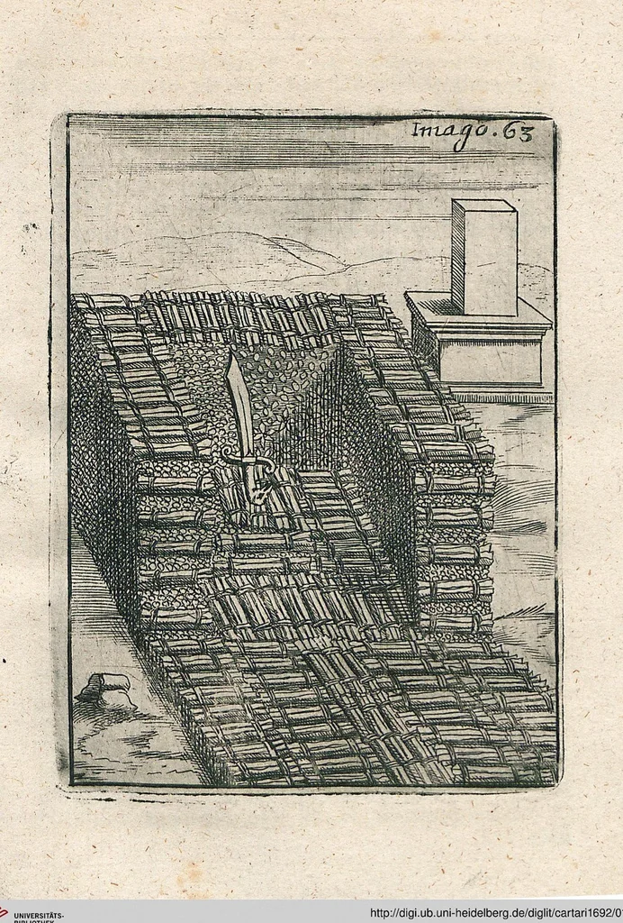 An illustration from Vincentii Chartarii Rhegiensis Neu-eröffneter Götzen-Tempel: Darinnen Durch erklärte Darstellung deroselben erdichtete Gestalt/ die bey dem Heydnischen Götter-Dienst/ vor alten Zeiten gewöhnliche Verehrung/ Anbettung/ und herrliche Kirchen-Gepräng ; Vorgestellet Zu höchst benöthigtem Dienst und augenscheinlichen Vortheil derjenigen/ welche die Geschichte so wol als Gedichte der alten bewehrten Scribenten/ nicht weniger mit Nutzen lesen/ als auch gründlich verstehen wollen, 1692, leaf 136