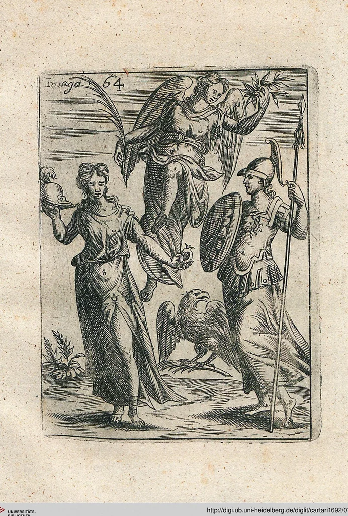 An illustration from Vincentii Chartarii Rhegiensis Neu-eröffneter Götzen-Tempel: Darinnen Durch erklärte Darstellung deroselben erdichtete Gestalt/ die bey dem Heydnischen Götter-Dienst/ vor alten Zeiten gewöhnliche Verehrung/ Anbettung/ und herrliche Kirchen-Gepräng ; Vorgestellet Zu höchst benöthigtem Dienst und augenscheinlichen Vortheil derjenigen/ welche die Geschichte so wol als Gedichte der alten bewehrten Scribenten/ nicht weniger mit Nutzen lesen/ als auch gründlich verstehen wollen, 1692, leaf 139