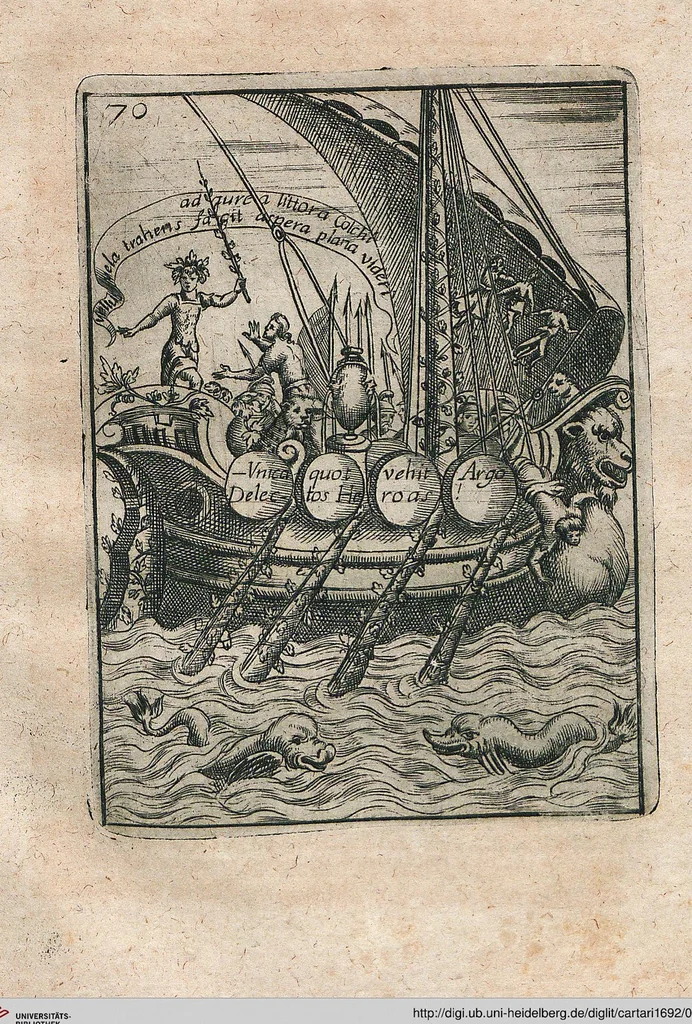 An illustration from Vincentii Chartarii Rhegiensis Neu-eröffneter Götzen-Tempel: Darinnen Durch erklärte Darstellung deroselben erdichtete Gestalt/ die bey dem Heydnischen Götter-Dienst/ vor alten Zeiten gewöhnliche Verehrung/ Anbettung/ und herrliche Kirchen-Gepräng ; Vorgestellet Zu höchst benöthigtem Dienst und augenscheinlichen Vortheil derjenigen/ welche die Geschichte so wol als Gedichte der alten bewehrten Scribenten/ nicht weniger mit Nutzen lesen/ als auch gründlich verstehen wollen, 1692, leaf 151