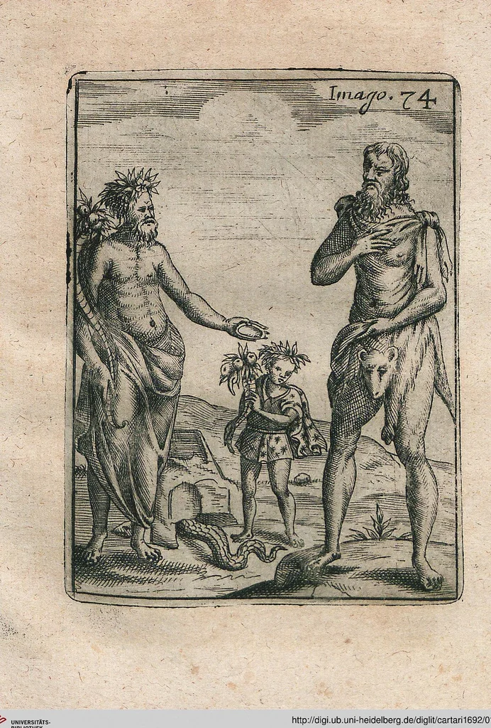 An illustration from Vincentii Chartarii Rhegiensis Neu-eröffneter Götzen-Tempel: Darinnen Durch erklärte Darstellung deroselben erdichtete Gestalt/ die bey dem Heydnischen Götter-Dienst/ vor alten Zeiten gewöhnliche Verehrung/ Anbettung/ und herrliche Kirchen-Gepräng ; Vorgestellet Zu höchst benöthigtem Dienst und augenscheinlichen Vortheil derjenigen/ welche die Geschichte so wol als Gedichte der alten bewehrten Scribenten/ nicht weniger mit Nutzen lesen/ als auch gründlich verstehen wollen, 1692, leaf 159