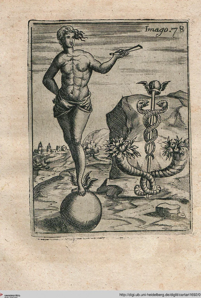 An illustration from Vincentii Chartarii Rhegiensis Neu-eröffneter Götzen-Tempel: Darinnen Durch erklärte Darstellung deroselben erdichtete Gestalt/ die bey dem Heydnischen Götter-Dienst/ vor alten Zeiten gewöhnliche Verehrung/ Anbettung/ und herrliche Kirchen-Gepräng ; Vorgestellet Zu höchst benöthigtem Dienst und augenscheinlichen Vortheil derjenigen/ welche die Geschichte so wol als Gedichte der alten bewehrten Scribenten/ nicht weniger mit Nutzen lesen/ als auch gründlich verstehen wollen, 1692, leaf 167