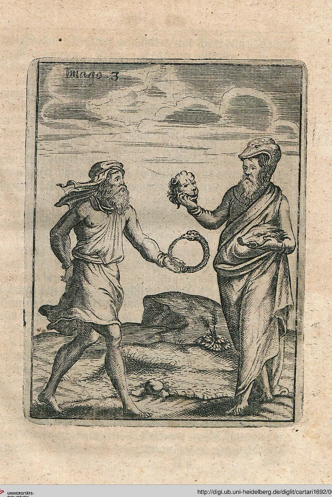 An illustration from Vincentii Chartarii Rhegiensis Neu-eröffneter Götzen-Tempel: Darinnen Durch erklärte Darstellung deroselben erdichtete Gestalt/ die bey dem Heydnischen Götter-Dienst/ vor alten Zeiten gewöhnliche Verehrung/ Anbettung/ und herrliche Kirchen-Gepräng ; Vorgestellet Zu höchst benöthigtem Dienst und augenscheinlichen Vortheil derjenigen/ welche die Geschichte so wol als Gedichte der alten bewehrten Scribenten/ nicht weniger mit Nutzen lesen/ als auch gründlich verstehen wollen, 1692, leaf 17