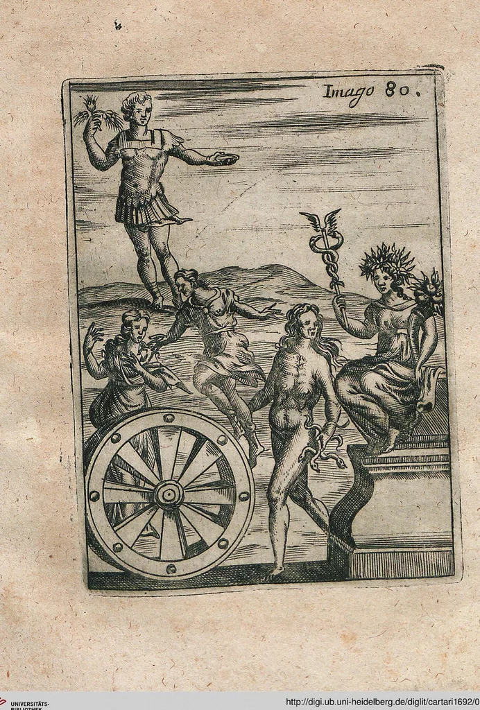 An illustration from Vincentii Chartarii Rhegiensis Neu-eröffneter Götzen-Tempel: Darinnen Durch erklärte Darstellung deroselben erdichtete Gestalt/ die bey dem Heydnischen Götter-Dienst/ vor alten Zeiten gewöhnliche Verehrung/ Anbettung/ und herrliche Kirchen-Gepräng ; Vorgestellet Zu höchst benöthigtem Dienst und augenscheinlichen Vortheil derjenigen/ welche die Geschichte so wol als Gedichte der alten bewehrten Scribenten/ nicht weniger mit Nutzen lesen/ als auch gründlich verstehen wollen, 1692, leaf 171