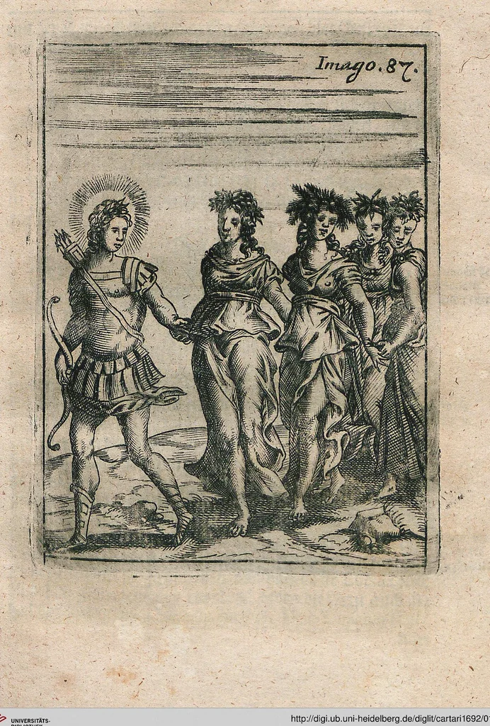 An illustration from Vincentii Chartarii Rhegiensis Neu-eröffneter Götzen-Tempel: Darinnen Durch erklärte Darstellung deroselben erdichtete Gestalt/ die bey dem Heydnischen Götter-Dienst/ vor alten Zeiten gewöhnliche Verehrung/ Anbettung/ und herrliche Kirchen-Gepräng ; Vorgestellet Zu höchst benöthigtem Dienst und augenscheinlichen Vortheil derjenigen/ welche die Geschichte so wol als Gedichte der alten bewehrten Scribenten/ nicht weniger mit Nutzen lesen/ als auch gründlich verstehen wollen, 1692, leaf 184