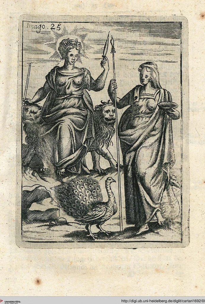 An illustration from Vincentii Chartarii Rhegiensis Neu-eröffneter Götzen-Tempel: Darinnen Durch erklärte Darstellung deroselben erdichtete Gestalt/ die bey dem Heydnischen Götter-Dienst/ vor alten Zeiten gewöhnliche Verehrung/ Anbettung/ und herrliche Kirchen-Gepräng ; Vorgestellet Zu höchst benöthigtem Dienst und augenscheinlichen Vortheil derjenigen/ welche die Geschichte so wol als Gedichte der alten bewehrten Scribenten/ nicht weniger mit Nutzen lesen/ als auch gründlich verstehen wollen, 1692, leaf 60