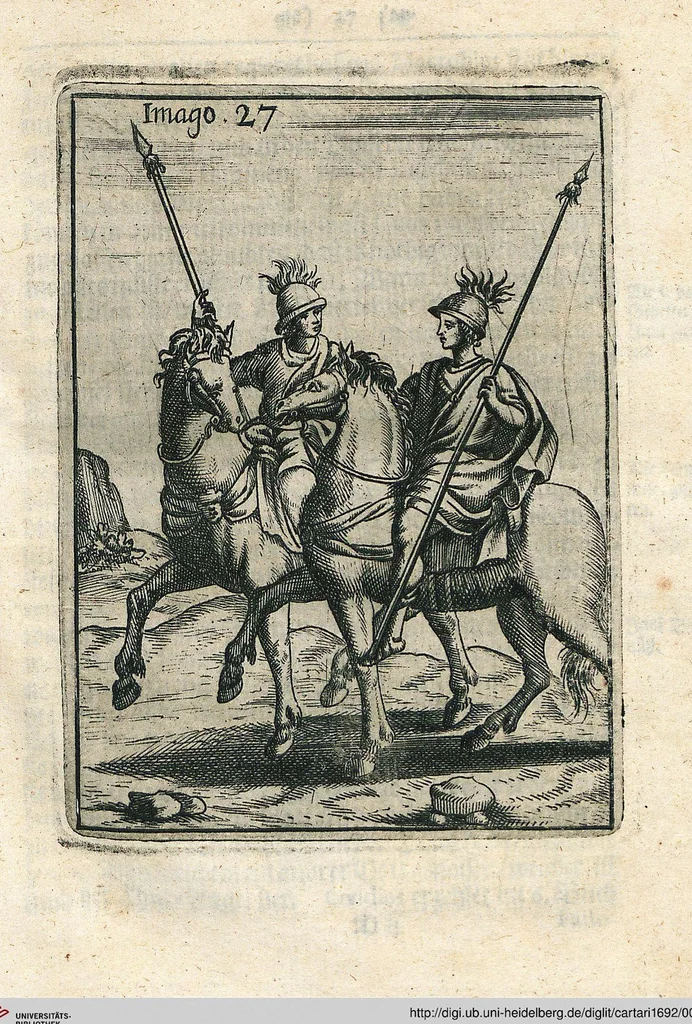 An illustration from Vincentii Chartarii Rhegiensis Neu-eröffneter Götzen-Tempel: Darinnen Durch erklärte Darstellung deroselben erdichtete Gestalt/ die bey dem Heydnischen Götter-Dienst/ vor alten Zeiten gewöhnliche Verehrung/ Anbettung/ und herrliche Kirchen-Gepräng ; Vorgestellet Zu höchst benöthigtem Dienst und augenscheinlichen Vortheil derjenigen/ welche die Geschichte so wol als Gedichte der alten bewehrten Scribenten/ nicht weniger mit Nutzen lesen/ als auch gründlich verstehen wollen, 1692, leaf 64