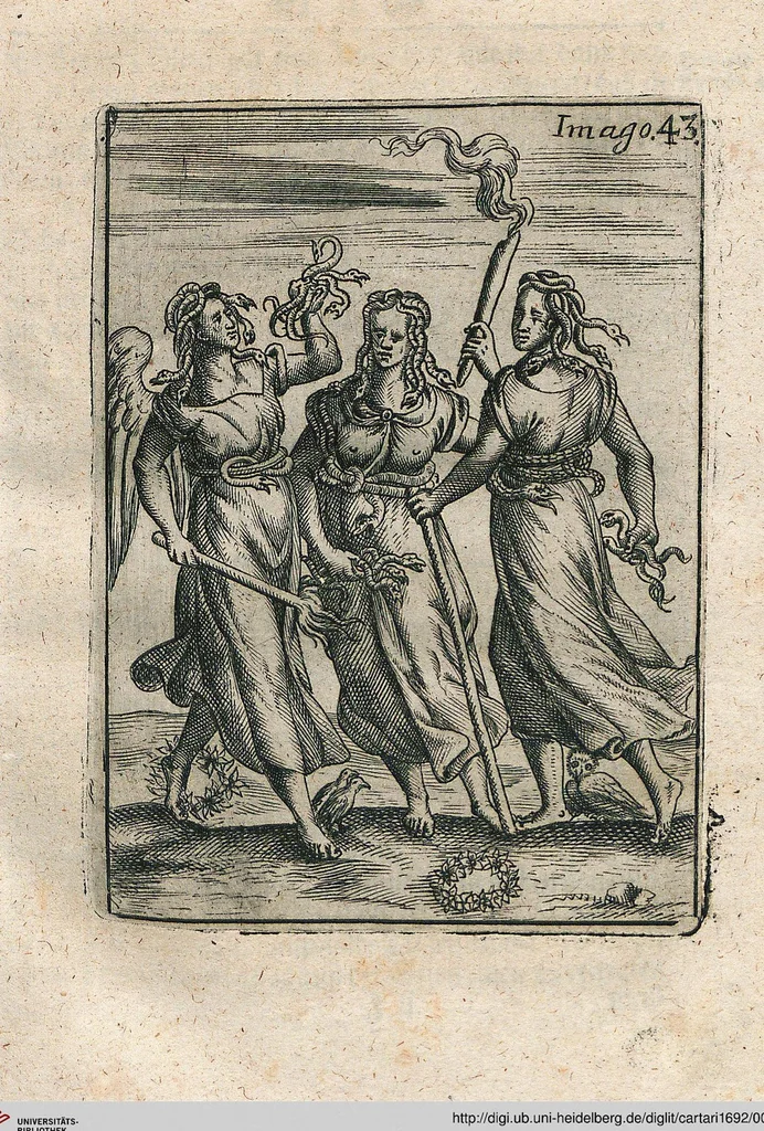 An illustration from Vincentii Chartarii Rhegiensis Neu-eröffneter Götzen-Tempel: Darinnen Durch erklärte Darstellung deroselben erdichtete Gestalt/ die bey dem Heydnischen Götter-Dienst/ vor alten Zeiten gewöhnliche Verehrung/ Anbettung/ und herrliche Kirchen-Gepräng ; Vorgestellet Zu höchst benöthigtem Dienst und augenscheinlichen Vortheil derjenigen/ welche die Geschichte so wol als Gedichte der alten bewehrten Scribenten/ nicht weniger mit Nutzen lesen/ als auch gründlich verstehen wollen, 1692, leaf 96