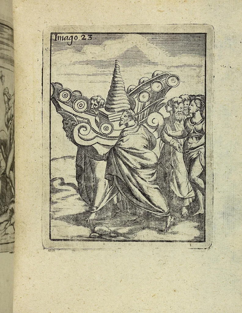 An illustration from Theatrum Ethnico Idololatricum Politico-Historicum Ethnicorum Idololatrias, simulacra, Templa, sacrificia & Deos: Illorum Origines, Ritus, & Caeremonias ..., 1699, leaf 274