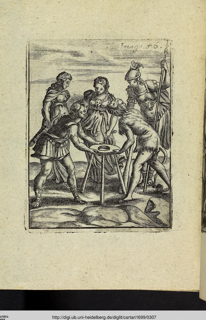 An illustration from Theatrum Ethnico Idololatricum Politico-Historicum Ethnicorum Idololatrias, simulacra, Templa, sacrificia & Deos: Illorum Origines, Ritus, & Caeremonias ..., 1699, leaf 307