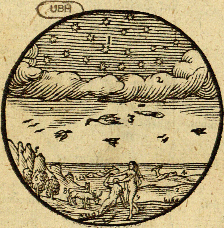 An illustration from Joh. Amos Comenii Orbis Sensualium Pictus: Hoc est: Omnium fundamentalium in mondo rerum, & in vita actionum, Pictura & Nomenclatura, 1698, leaf 10
