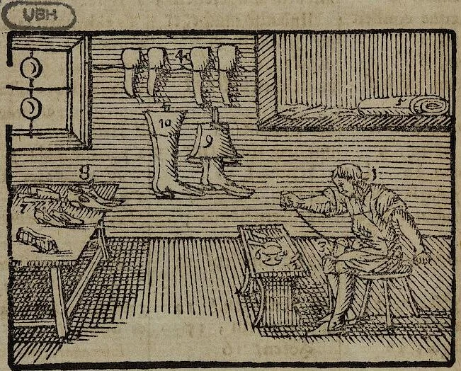 An illustration from Joh. Amos Comenii Orbis Sensualium Pictus Trilinguis: Hoc est: Omnium fundamentalium in mundo rerum, & in vita actionum, Pictura & Nomenclatura Latina, Germanica & Hungarica, Cum Titulorum juxta atque Vocabulorum Indice, 1708, leaf 146