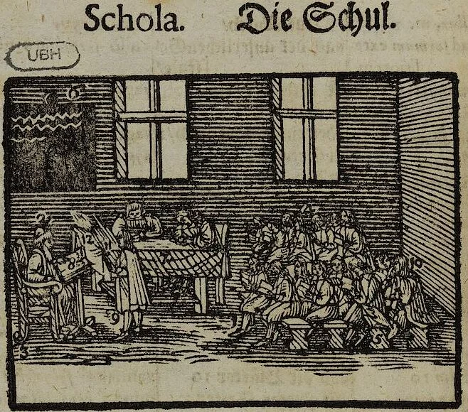 An illustration from Joh. Amos Comenii Orbis Sensualium Pictus Trilinguis: Hoc est: Omnium fundamentalium in mundo rerum, & in vita actionum, Pictura & Nomenclatura Latina, Germanica & Hungarica, Cum Titulorum juxta atque Vocabulorum Indice, 1708, leaf 216