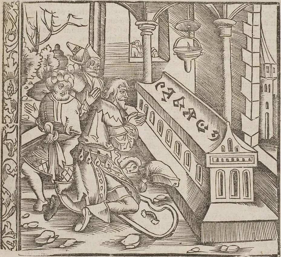 An illustration from Johann Lange ; Giovanni Boccaccio (Druck) ; Johannes Adelphus (Druck) ; Thomas Lirer (Druck) ; Johannes de Capua (Druck) ; Jacobus de Cessolis (Druck), leaf 243