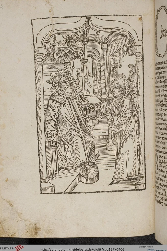 An illustration from Johann Lange ; Giovanni Boccaccio (Druck) ; Johannes Adelphus (Druck) ; Thomas Lirer (Druck) ; Johannes de Capua (Druck) ; Jacobus de Cessolis (Druck), leaf 406