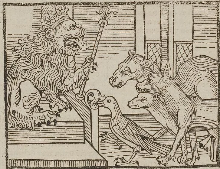 An illustration from Johann Lange ; Giovanni Boccaccio (Druck) ; Johannes Adelphus (Druck) ; Thomas Lirer (Druck) ; Johannes de Capua (Druck) ; Jacobus de Cessolis (Druck), leaf 454