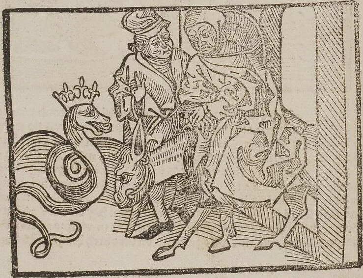 An illustration from Johann Lange ; Giovanni Boccaccio (Druck) ; Johannes Adelphus (Druck) ; Thomas Lirer (Druck) ; Johannes de Capua (Druck) ; Jacobus de Cessolis (Druck), leaf 604
